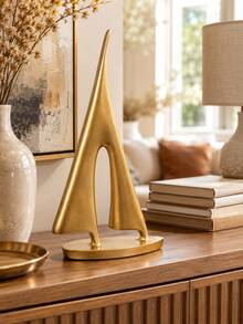 1pc Modern Gold Abstract Resin Sailboat Sculpture, Minimalist Desktop Home Decor Ornament, Suitable For Living Room, Bookshelf, Office, Entryway, Console Table, Elegant Housewarming Gift - Multiple Styles - View 2
