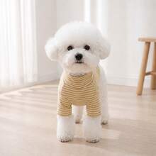 Leather Label Striped Sweatshirt Vintage Striped Pet Base Layer Autumn/Winter Thickened Warm Elastic Sweatshirt Cat & Dog Universal - Multicolor - View 8