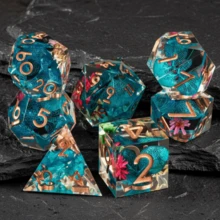 Floral D&D Dice Set, Sharp Edge Resin Polyhedral Dice, Floral D&D Dice, Handmade Flower Embedded Dice, Suitable For Tabletop Role-Playing Games - Multicolor - View 7