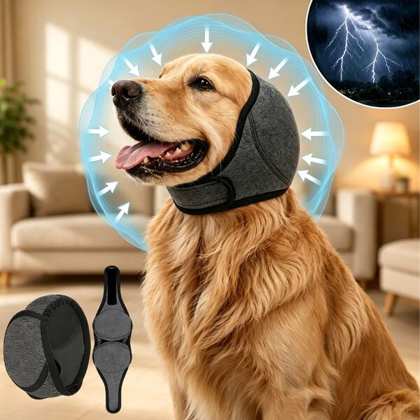 Bandeau pour tête de chien - Oreilles calmes pour l'anxiété, Capuchon apaisant pour chien, Cache-oreilles sans tremblement pour orages, éclairs, feux d'artifice, toilettage, Cache-oreilles épaissis pour chien pour la réduction du bruit, Bandeau réglable sans tremblement pour le soulagement de l'anxiété