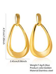 VceTd 1/2/3PCS Set Perhiasan Wanita Stainless Steel Gaya Modis dan Berlebihan dengan Desain Geometris Asimetris, Cocok untuk Pemakaian Sehari-hari, Liburan, atau Hadiah - Yellow Gold - View 9
