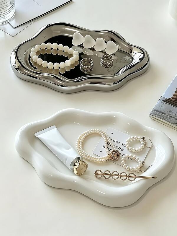 1pc Elegant Cloud-Shaped Hexagon Jewelry Tray - Spacious Storage For Necklaces, Earrings, Watches - Durable Plastic Jewelry Box - Suitable For Vanity, Bathroom, Bedroom - Ideal Gift For Men & Women, Modern Aesthetic, Smooth Surface, Lightweight Storage, Ring Holder, Fashionable Home Decor, Earring Organizer, Home Accessory