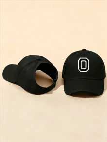 1pc Solid Color Open Back Ponytail Baseball Cap With 26 Letters, Women Fashion Sports Sun Hat For Outdoor UV Protection - Black - View 28