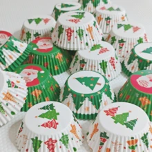 聖誕蛋糕杯烘焙紙襯墊 聖誕裝飾蛋糕杯紙襯墊 防油蛋糕紙襯墊 - 聖誕蛋糕紙杯 - 查看 1