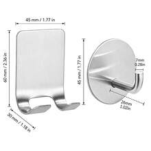 2+2 PCS Stainless Steel Razor Holder Wall Mount & Utility Hooks, No Drill Self Adhesive Waterproof Shaver Holder For Bathroom Shower, Space Saving Hooks For Razor, Bath Sponge, Towels, Keys And Accessories - Silver - View 5