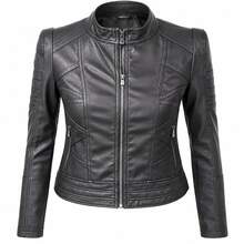 Casual, de piel de PU, con cremallera - Negro - Ver 2
