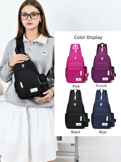 Women's Multifunctional Crossbody Bag And Chest Bag - Zipper Adjustable Backpack, Convertible Shoulder Strap, Multiple Storage Pockets - Suitable For Daily Use, Commuting, Shopping, Outdoor And Travel.