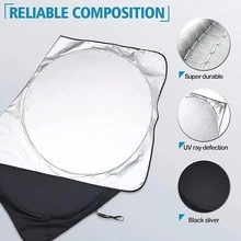 Car Windshield Sun Shade - UV Protection & Heat Insulation, Foldable Sunshade, Cools Car Interior And Dashboard, Universal Fit Summer Essential - Silver - View 6