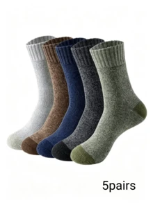 Winter Warm Wool Blend Socks 5 Packs Super Thick Fleece Lined Terry Socks Non-Slip Durable Thermal Crew Socks For Men Outdoor Camping Walking Daily Commute - Multicolor - View 7