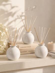 1pc Ins Minimalist Bright White Round Rattan Aromatherapy Bottle, Light Bulb Shaped Fragrance Container, Neutral Home Bedroom Desktop Fragrance Decor Gift - Small White Jar Aroma Diffuser Bottle - View 10