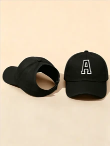 1pc Solid Color Open Back Ponytail Baseball Cap With 26 Letters, Women Fashion Sports Sun Hat For Outdoor UV Protection - Black - View 11
