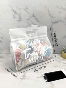 WORK SAVE TRAVEL REPEAT 透明盥洗包，防水旅行收納袋，適合存放洗髮精、乳液、化妝品等，為旅行/日常使用增添時尚與實用感，適合旅行者、通勤族、學生、美容愛好者，是旅行、健身、飯店住宿、日常浴室收納的理想選擇，用途廣泛，可作為盥洗收納袋使用 - 彩色 - 查看 12