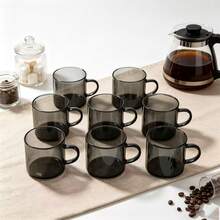 2/4/6 High Borosilicate Heat-Resistant Glass Small Tea Cups, Transparent Black Handle Host Cup, Kung Fu Tea Set, Small Coffee Cup, Recommended Hand Wash, Home Guest Cup, Tea Tasting Cup, Reusable Drinking Cup, Suitable For Tea, Coffee, Milk And Other Beverages, Ideal For Home Daily, Office, Gathering Use - Black - View 6