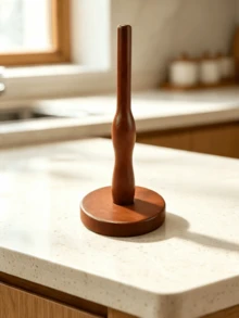 1pc Solid Walnut Wood No-Drill Kitchen Paper Towel Holder - Vertical Paper Towel Roll Rack, Countertop Home Paper Towel Storage Rack, Suitable For Kitchen And Bathroom, Home Storage Box And Rack, Independent Floating Bathroom Dining Table Storage Rack, Can Hold Multiple Rolls - Multicolor - View 11