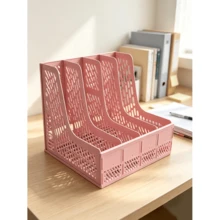 Multi-Layer 4-Slot File Rack Basket A4 Book Stand Folder Organizer Box Office Supplies Desktop Document Storage Shelf - D - View 9