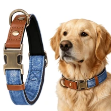 Set Kalung dan Tali Anjing Paduan Logam Tahan Lama Gaya Denim 2 Buah | Gesper Tahan Tarik yang Kuat. Lapisan Neoprene yang Nyaman Melindungi Bulu; Pegangan Lebar Tidak Menyebabkan Gesekan. Dapat Disesuaikan untuk Anjing Kecil hingga Sedang. Cocok untuk Penggunaan di Dalam dan Luar Ruangan. - Biru - View 5