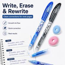 85-Piece Erasable Gel Pen Set, 3 Refillable Erasable Pens With 80 Replacement Refills And 2 Erasers, Smooth Writing Pens For Students, School, Office, Homework, Note Taking, Journaling, Planning And Everyday Writing - Multiple Styles - View 7