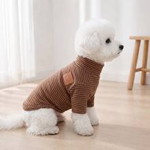Leather Label Striped Sweatshirt Vintage Striped Pet Base Layer Autumn/Winter Thickened Warm Elastic Sweatshirt Cat & Dog Universal - Multicolor - View 5