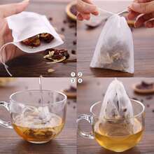 Kantong Teh Sekali Pakai dari Kain Non-Woven dengan Tali dan Bukaan yang Disegel Panas, Sempurna untuk Menyaring Rempah-rempah dan Teh - Putih - View 4