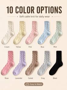 5 Pairs Women's Thick Winter Socks, Comfortable Knitted Mid-Sole Design, Soft And Warm (No Cardboard) - Multicolor - View 5