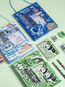 18pcs/6pcs Per Set 3D Cartoon Stationery Set With Pencil, Eraser And Ruler, Gift For Study, Christmas And Other Holidays. Stationery Gift Box Set, Back To School Gift - Multicolor - View 14