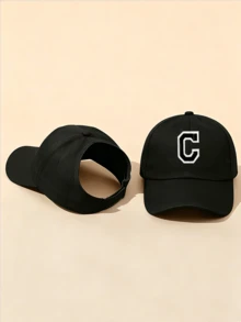 1pc Solid Color Open Back Ponytail Baseball Cap With 26 Letters, Women Fashion Sports Sun Hat For Outdoor UV Protection - Black - View 18