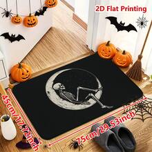 1/2pcs Halloween Door Mat, Halloween Skull Moon Pattern Flannel Door Mat, Non-Slip Absorbent Machine Washable Floor Mat For Home, Suitable For Entrance, Living Room, Bedroom, Kitchen, Bathroom, Yard, Multi-Functional Decorative Mat - Multicolor - View 11