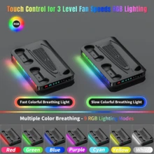 Pixel Style RGB Cooling Base, Compatible With P5, P5 Slim And P5 Pro Disc/Digital Edition, Dual Controller Charging Base, 3-Speed Turbo Cooling Fan, 9 RGB Lighting Modes, 3 DIY Customizable Display Panels, Headphone Holder And USB Expansion - View 12