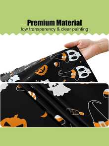 1pc Halloween Theme Disposable Tablecloth, 54 X 108 Inch Waterproof Rectangular Tablecloth, Party Decoration Plastic Table Cover, Leakproof And Durable - Black - View 9