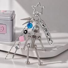 1pc Cyberpunk Spring Doll Keychain, Dice Rivet Chain Pendant, Personalized Y2K Punk Style Bag Charm Creative Gift - Multicolor - View 5