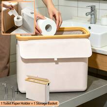 Baofeng 1pc Toilet Paper Storage Basket With Lid, Laundry Basket Bathroom Storage Rack, Easy Install Toilet Paper Holder, Home Kitchen Bathroom Accessories Storage Rack Toilet Paper Storage Box, Halloween, Christmas, Autumn Bathroom Accessories - Multicolor - View 15