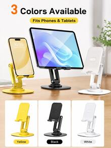 1pc 360° Rotating Desktop Phone Stand, Adjustable Foldable Alloy Phone Holder With Weighted Base, Multi-Angle Stand For Smartphones & Tablets, Office, Study, Video Calls & Desk Use - Multicolor - View 4