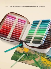 1pc Soft Tip Direct Liquid Acrylic Marker Pen 168 Colors/120 Colors/84 Colors/60 Colors/48 Colors/36 Colors Optional, Storage Bag Packaging, Layerable, Suitable For Colored Pencil Sketching Marker Pens, Suitable For Artist Painting Pens, Used For Making Christmas, Thanksgiving, New Year Gifts, Easter Eggs, Holiday Gifts, Card Making, Metal, Ceramic, Wine Glasses, Halloween Decoration Graffiti Pens, Painting Pens, Coloring Pens - Multicolor - View 7