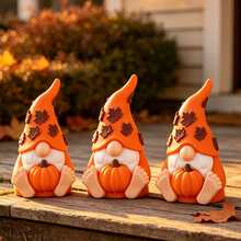1pc Cute Pumpkin Gnome Figurine, Autumn Maple Leaf Style Small Decor, Suitable For Yard, Windowsill, Dining Table, Halloween Thanksgiving Christmas Scene Prop, Creative Harvest Gift, Create Cozy Autumn Home Atmosphere - Orange - View 2