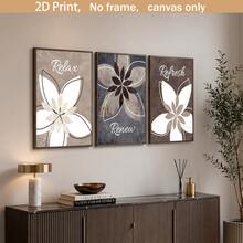 3-Piece Set Inspirational Floral Canvas Art - "Relax, Renew, Rebirth", Unframed Canvas Poster - Modern Minimalist Style, Suitable For Living Room, Bedroom, Home Office - Waterproof High-Quality Canvas, Canvas Wall Art - A - View 5