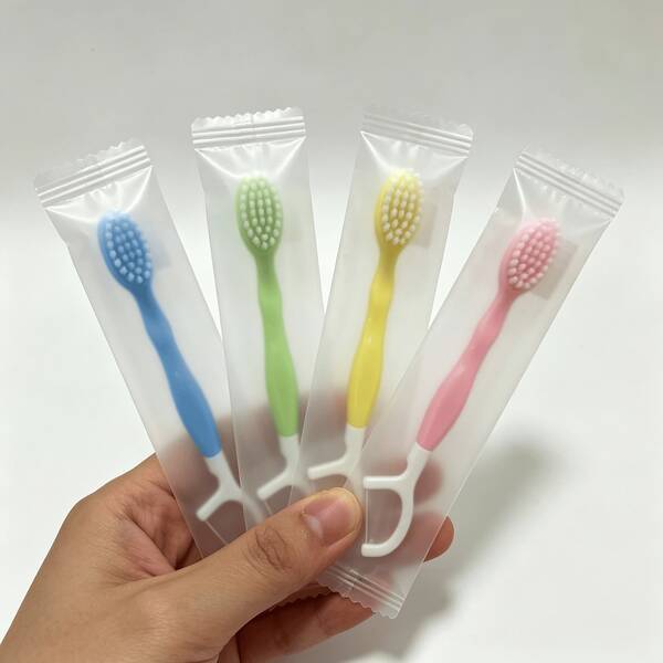 Cepillo de dientes desechable 2 en 1 con palillo de hilo dental, cuidado oral portátil para viajes, envío de color aleatorio, ideal para viajes, regreso a la escuela, viajes de Halloween, cepillo de dientes de viaje, dental, dientes, hilo dental, herramienta de limpieza de dientes, accesorios dentales