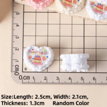 6/10/15pcs Cute Heart-Shaped Cream Cake DIY Resin Charm Pendant Accessories, Suitable For Handicrafts, Hair Clip Decoration And Jewelry Making Materials - Random Color - 3D Heart-shaped Cake - View 2