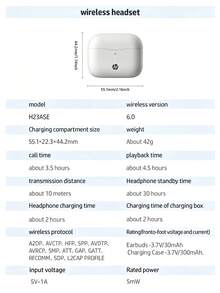 HP H23ASE 藍牙無線耳機，自動配對 30 小時長播放時間 USB-C 充電耳機，附麥克風，快速出貨 - 白色 - 查看 12