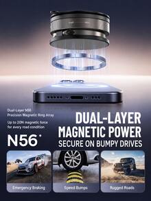 1pc Vacuum Suction Magnetic Phone Holder, Multi-Function Foldable 2026 New Model Height Adjustable Rotating Car Mount - Magnetic Car Phone Mount - View 6