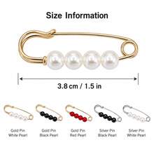 3.8cm Beaded Safety Pin Brooch For Women, 5 Colors Gold Silver Tone Pearl Bead Lapel Pin For Sweaters, Scarves, Coats, Bags, Cardigans & Dresses - Multicolor - View 4