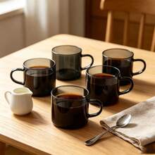 2/4/6 High Borosilicate Heat-Resistant Glass Small Tea Cups, Transparent Black Handle Host Cup, Kung Fu Tea Set, Small Coffee Cup, Recommended Hand Wash, Home Guest Cup, Tea Tasting Cup, Reusable Drinking Cup, Suitable For Tea, Coffee, Milk And Other Beverages, Ideal For Home Daily, Office, Gathering Use - Black - View 5
