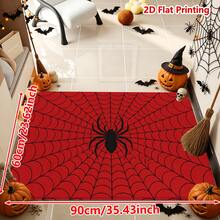 1/2pcs Halloween Door Mat, Halloween Theme Red Spider Web Pattern Flannel Floor Mat, Soft Absorbent Non-Slip Machine Washable, Suitable For Entryway, Living Room, Bedroom, Kitchen, Bathroom, Laundry Room And Patio, Multi-Functional Home Floor Mat, Holiday Decoration Suitable For Halloween Decor - Multicolor - View 15