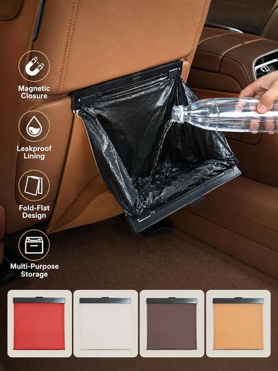 1 buah Kotak Penyimpanan Organizer Ember Magnetik untuk Sandaran Kursi Mobil, Kantong Sampah Multifungsi untuk Baris Depan & Belakang Mobil