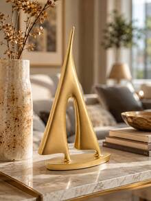 1pc Modern Gold Abstract Resin Sailboat Sculpture, Minimalist Desktop Home Decor Ornament, Suitable For Living Room, Bookshelf, Office, Entryway, Console Table, Elegant Housewarming Gift - Multiple Styles - View 1