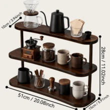 2-Tier Vintage Wooden Desktop Storage Rack, Vertical Shelf, Painted Material, Retro Texture, Durable Wooden Material, Space-Saving Design, Suitable For Coffee Station Cup And Coffee Bean Placement, Kitchen Condiment Bottle Organization, Cosmetic Countertop Organization, Living Room Desktop Accessory Organization, Multi-Functional Room Decor, Bedroom Decor, Shelf, Rack - View 10