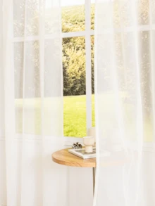 1pc Pure White Sheer Panel Curtain, Suitable For Living Room/Bedroom/Study/Dining Room/Balcony Home Decor, Rod Pocket Design - White - View 7