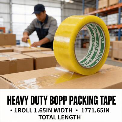 High Adhesion Transparent Packing Tape BOPP Material Strong Packing Tape Single Roll Length 1771.65in, Width 1.65in, Suitable For Home, Shipping, Hotel, Restaurant, Office And Commercial Use, Daily Maintenance Etc.