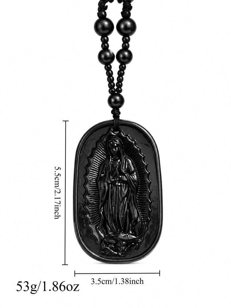 2pcs Virgin Mary & St. Jude Pendant Necklaces, Suitable For Daily Wear, Prayer, Baptism, Travel, Holiday Celebration - Style 3 - View 3