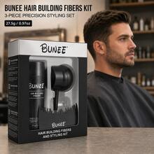 BUNEE Hair Fiber Powder Set 3 Buah 27.5g Dengan Nozzle Semprot dan Sisir Penata Rambut, Aplikasi Tepat Tanpa Pemborosan, Unisex, Cocok Untuk Belahan Rambut Lebar/Bagian Atas yang Tipis, Termasuk Sisir Penata Rambut Gratis - Set tiga potong - View 1