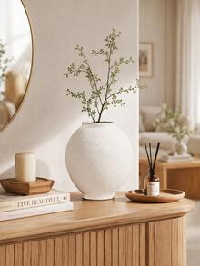 Large White Vase - 5.7 Inch Rustic Style Vase, Suitable For Home Decor, Minimalist Tall Vase, Can Be Used For Living Room, Dining Table, Bathroom, Holiday And Wedding (Sandstone White) - A - View 7